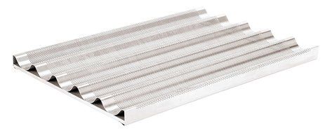Paderno World Cuisine Aluminum Baguette Pan, 23-8/8 by 15-3/4-Inch, Gray