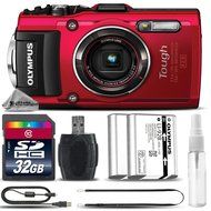 Olympus Stylus TOUGH TG-4 Digital Camera (Red) + 32GB CLASS 10 MEMORY CARD + Replacement Battery for Olympus LI... N3