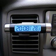 Car Gadgets Car LCD Clip-on Digital Back Light Automotive Clock with Thermometer/Clock - Black