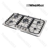 WindMax 34" Kitchen Stainless Steel 5 Burners NG/ LPG Cooktops Cooker#58027