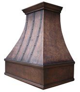 Copper Best H7 362139LT Copper Kitchen Exhaust Hood Hand Hammered with Strips and Rivets 36inch