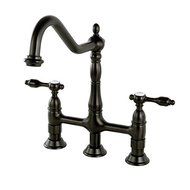 Kingston Brass KS1275TAL Tudor 8 Inch Center Kitchen Faucet With ABS Sprayer, Oil Rubbed Bronze, 8-3/4 inch in...