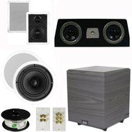 Theater Solutions 5.1 Home Theater 4 Speakers Set with Center 10" Powered Sub and More TS5W6CC51SET4