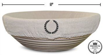 BANNE MOMMA Banneton Proofing Basket 9 Inch For Bread and Dough with Liner + Bonus 13 inch Linen Bread Bag N2