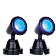 Lemax Village Collection Round Spot Light Blue Set of 2 Battery Operated # 54945