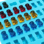 3 Pack Silicone Gummy Bear Molds 53 Cavities, 3 Bonus Droppers Perfect for Mints Chocolates Fudge Ice Cubes, BPA... N3