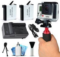 GoPro HERO4 Hero 4 Black Silver Best Value Accessory Package includes AHDBT401 Battery Pack (2) + Stabilization...