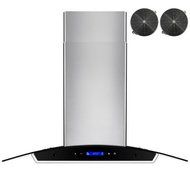 30 in. Convertible Wall Mount Range Hood in Stainless Steel with Tempered Glass, Touch Control and Carbon Filters N16