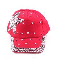 Creazy&reg; New Baseball Cap Rhinestone Star Shaped Boy Girls Snapback Hat (Red)