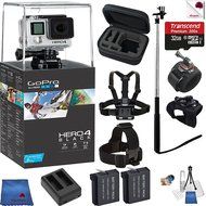 Gopro Hero 4 Black 12 Piece On The Run Bundle Includes: Go Pro Hero4 Black + Case + Chest Strap + Head Strap +...