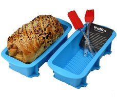 Walfos Nonstick Silicone Bread and Loaf Pan Set of 2, No odor, Easy baking mold for Homemade Cakes, Breads, Meatloaf... N14