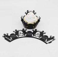 50PCS Spider Cupcake Wrappers, KAZIPA Lace Halloween Cupcake Wraps Laser Cut Baking Paper Cup Standard Muffin... N11