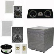 Theater Solutions 5.1 Home Theater 8" and 6.5" Speaker Set with Center, 12" Powered Sub and More TS6W8WC51SET6
