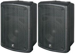 Coliseum Mini Series 8" Indoor / Outdoor 70V Black Speaker Pair - 100W