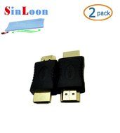 19 Pin&nbsp;HDMI Male Type A to HDMI Male Type A M/M Extender Adapter Converter Coupler Connector&nbsp;for HDTV(2-PACK,Gold... N3