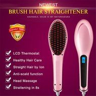 ShungHO Hair Straightener Comb Pro Automatic LCD Temperature Control Paddle Brush N10
