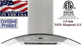 XtremeAir PX01-W36 Wall Mount Range Hood with 900 CFM Baffle Filters with Grease Drain Tunnel, 36"