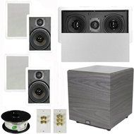 Theater Solutions 5.1 Home Theater 6.5" Speaker Set with Center, 12" Powered Sub and More TS65WL51SET6