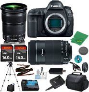 Canon EOS 5D Mark IV Camera with 24-105mm IS STM Lens + 55-250mm STM + 2pcs 16GB Memory Card + Camera Case + Card...