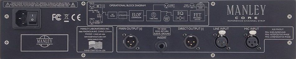 Manley Labs Core Channel Tube Channel Strip with ELOP, Baxandall EQ, Tube Mic Preamp, FET Limiter