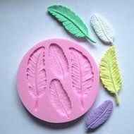 GOOTRADES 4 Cavity 3D Feather Shaped Silicone Cake Mold Candy Jelly Fondant Making Mold Tools N4