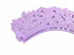 Yansanido 12 set pink Filigree Artistic Bake Little Vine Lace Laser Cut Cupcake Wrapper Cup Muffin Case Trays... N53