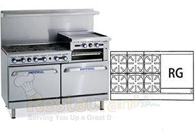 Imperial Commercial Restaurant Range 60&quot; With 6Burner 24&quot;Raised Griddle Oven/Cab Propane Ir-6-Rg24-Xb