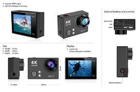 Sport Camera, TONSEE H2 Super Slim Ultra HD 4K Video Sport Camera 170 Degrees Wide Angle, Gold N3