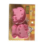 HAKSEN 1Set(2Pcs)-Cute Cat Decorating Cookie Cutter-Pink ,Cute Cat Shaped Versatile Plastic Food Moulds Cake Bread... N2