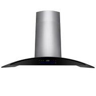 36 in. Convertible Wall Mount Range Hood in Stainless Steel with Black Tempered Glass and Touch Control N6