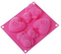 Silicone Baking Mold - Mini Cake Pans For Kids (Heart and Teddy Bear) N2