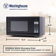 Westinghouse WM009 900 Watt Counter Top Microwave Oven, 0.9 Cubic Feet, Stainless Steel Front with Black Cabinet N9