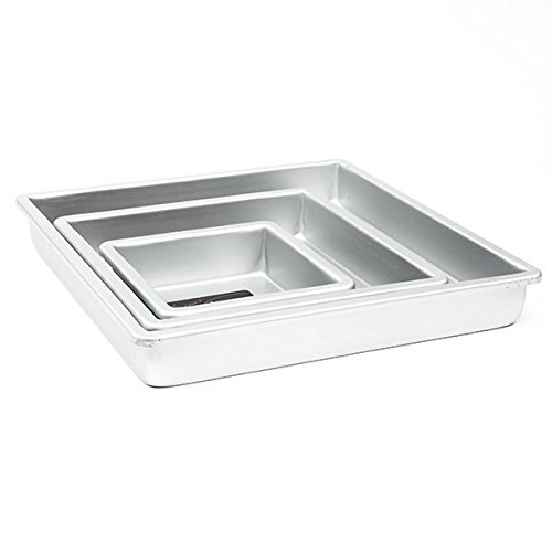 Cake Pan Set of 3, Square 2 Inches (6", 10" 14") by Fat Daddio's