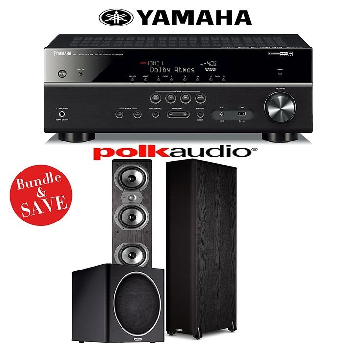 Yamaha RX-V581BL 7.2-Channel Network A/V Receiver + Polk Audio TSi 500 + Polk Audio PSW108 - 2.1 Home Theater...