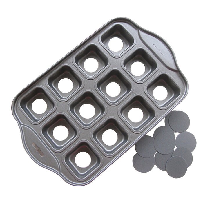 Astra Gourmet 12 Cavity Mini Cheesecake Pan Cupcake Pan Springform Pan Bundt Cake Pan with Removable Bottom, Square N2