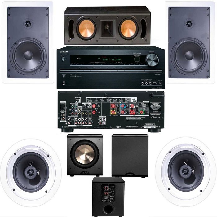 Klipsch R-1650-W In Wall #1 (RC-42II) 5.1 System-Onkyo TX-NR626 7.2-FREE PL-200