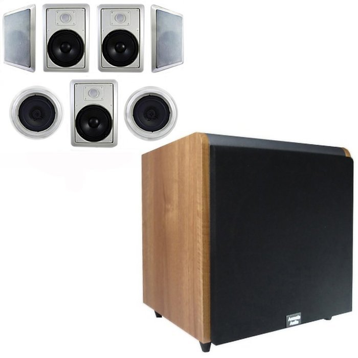 Acoustic Audio HT-87 In-Wall/Ceiling 7.1 Home Theater 8" Speakers and 15" Powered Sub HT-87-HD15M