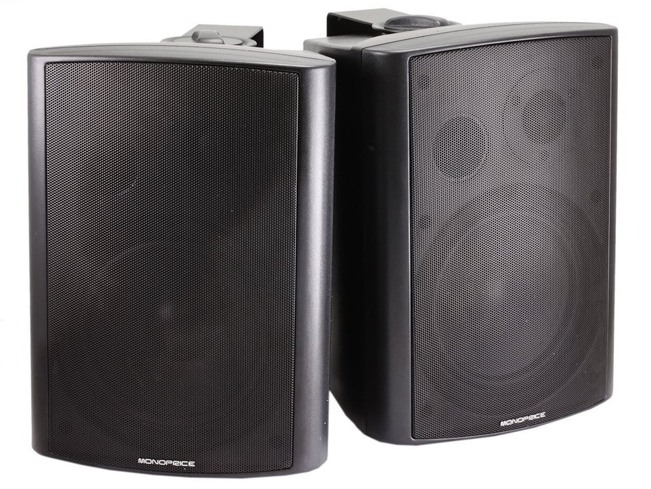 Monoprice 107495 2-Way 8-Ohm Active Wall Mount Speakers, Black (Pair) N4