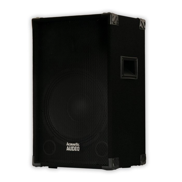 Acoustic Audio DR12 PA DJ Karaoke 12" Speaker Pair, Amp, Stands and Cables 1200 Watts 2 Way DR12-PK4 N3