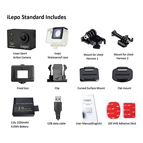 KuWFi iLepo Wifi sj5000 Plus Sport Action Camera 16MP 1080P Full HD 2" LCD Screen Coated Glass Waterproof 30m... N4