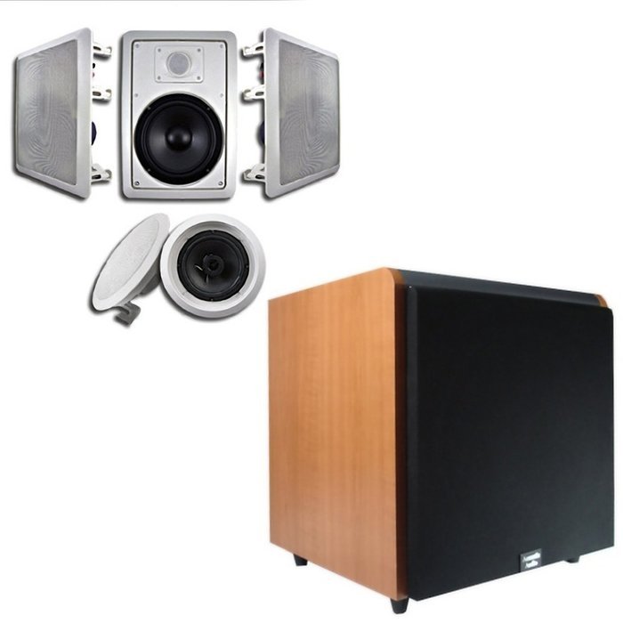 Acoustic Audio HT-65 In-Wall/Ceiling 5.1 Home Theater 6.5" Speakers and 12" Powered Sub HT-65-HD12C