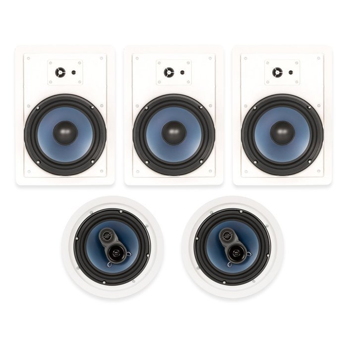 Blue Octave RH-835 In Wall and In Ceiling 8" Speakers Home Theater Surround Sound 5 Speaker Set