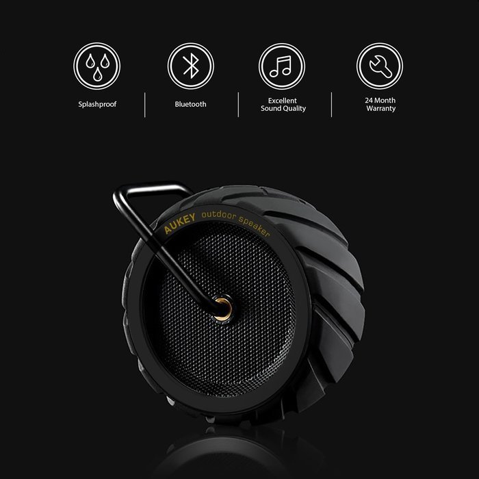 AUKEY Bluetooth Speaker, Wireless Outdoor Wheel Speaker with Water and Shock Resistant for iPhone, iPad, Samsung...