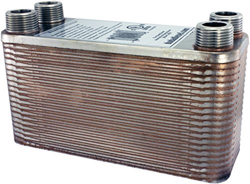 B3-12A 40 Plate Stainless Steel Heat Exchanger with 1/2" Hose Barb Ports Copper Brazed N4
