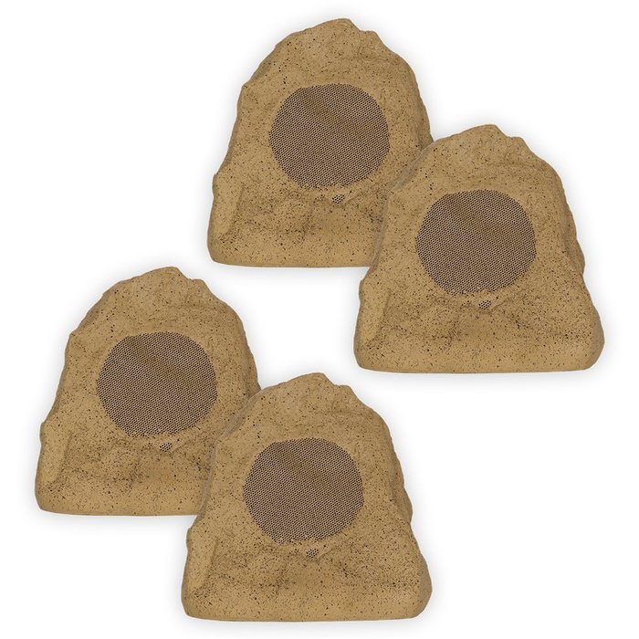 Theater Solutions 4R4S Outdoor Weatherproof Sandstone Rock Speakers 4 Piece Set 1000 Watts