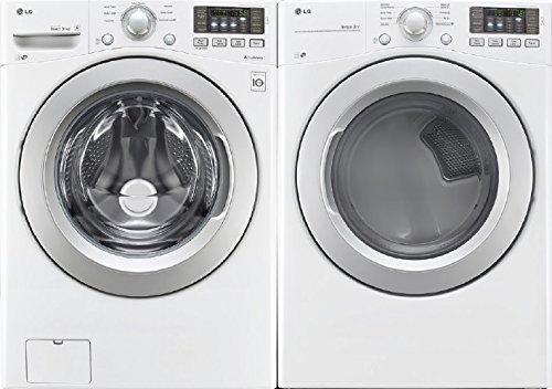 LG White Front Load Laundry Pair with WM3170CW 27" Washer and DLG3171W 27" Gas Dryer