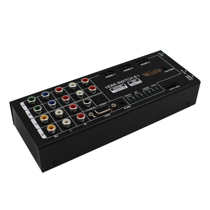 Multi-Functional HDMI Audio Extractor with 8 Inputs to 1 HDMI Output with VGA / Audio / Optical / Coaxial 5.1... N4