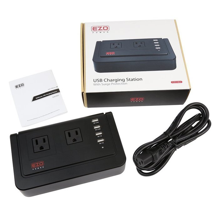 EZOPower 4200-Joule Surge Protector USB Charging Station / Power Strip with 2 AC Outlets & 4 Smart USB Charger... N2