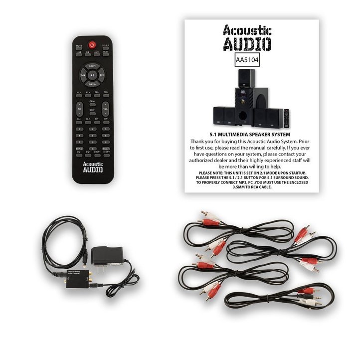 Acoustic Audio AA5104 Home Theater 5.1 Speaker System with Optical Input Surround Sound N2