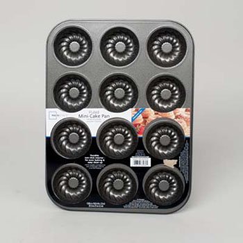 CAKE PAN MINI FLUTED NON-STICK 12 CUP MAINSTAYS 10 X 13, Case Pack of 6